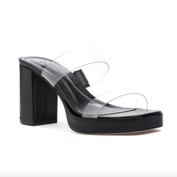 NEW $118 Schutz Ariella Black Leather Platform Sandal - Picture 3 of 9